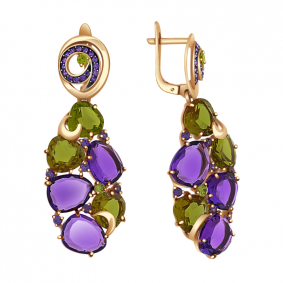 Золотые серьги Александра кл2114а-23с с фианитом и ситаллом кл2114а-23с фото