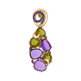 Золотая подвеска Александра кл2114б-23ск с фианитом, аметистом и султанитом кл2114б-23ск фото