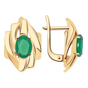 Золотые серьги Александра кл2115а-12ск с агатом кл2115а-12ск фото