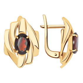 Золотые серьги Александра кл2115а-2ск с гранатом кл2115а-2ск фото