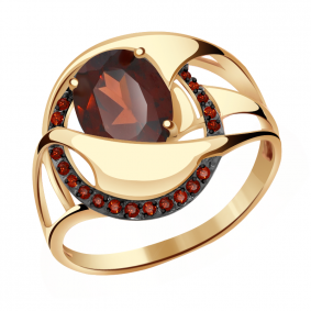 Золотое кольцо Александра кл2118-2ск-к с фианитом и гранатом кл2118-2ск-к фото