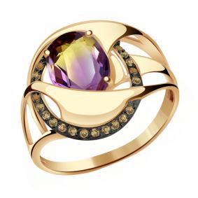 Золотое кольцо Александра кл2118-49ск-ш с фианитом и аметрином кл2118-49ск-ш фото
