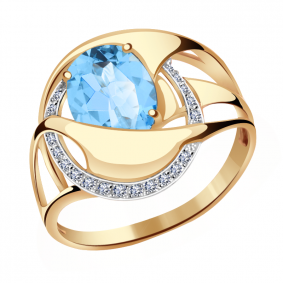 Золотое кольцо Александра кл2118-78ск с топазом и фианитом кл2118-78ск фото