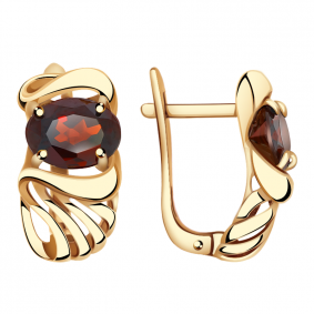 Золотые серьги Александра кл2126а-2ск с гранатом кл2126а-2ск фото