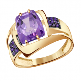 Золотое кольцо Александра кл2127-3ск-си с фианитом и аметистом кл2127-3ск-си фото