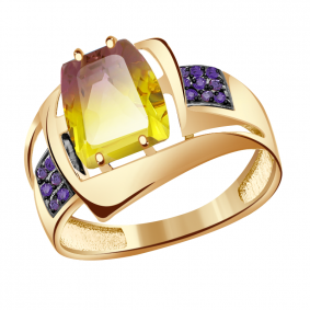 Золотое кольцо Александра кл2127-49ск-си с фианитом и аметрином кл2127-49ск-си фото