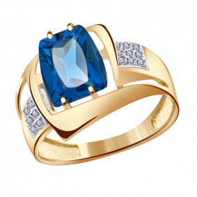 Золотое кольцо Александра кл2127-58ск с фианитом и Лондон топазом кл2127-58ск фото