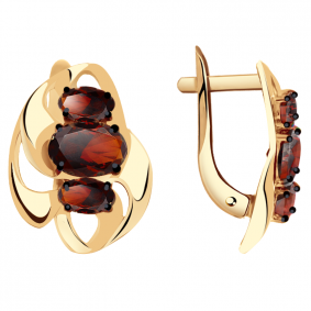 Золотые серьги Александра кл2129а-2ск с гранатом кл2129а-2ск фото