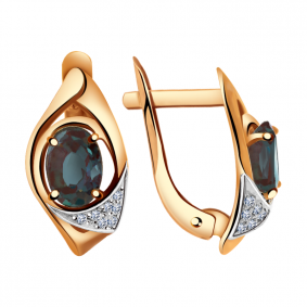 Золотые серьги Александра кл2131аск с бриллиантом и александритом кл2131аск фото