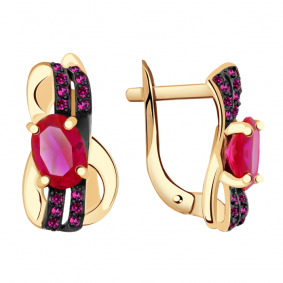 Золотые серьги Александра кл2132а-30ск-р с фианитом и рубиновым корундом кл2132а-30ск-р фото