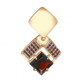 Золотая подвеска Александра кл2134б-2ск-к с фианитом и гранатом кл2134б-2ск-к фото