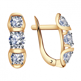 Золотые серьги Александра кл2137а-62ск с Swarovski кл2137а-62ск фото