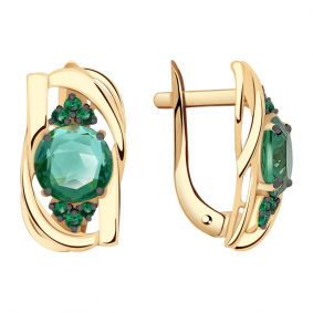 Золотые серьги Александра кл2146а-13ск-з с фианитом и кварцем кл2146а-13ск-з фото