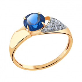 Золотое кольцо Александра кл2154-28ск-1 с фианитом и Лондон топазом кл2154-28ск-1 фото