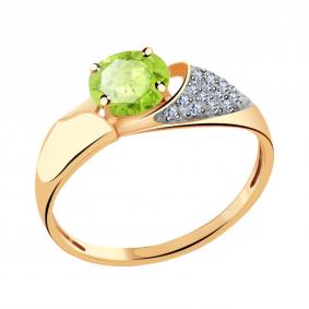Золотое кольцо Александра кл2154-5ск с фианитом и хризолитом кл2154-5ск фото