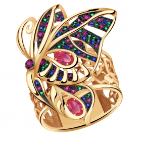 Золотое кольцо Александра кл2159-30ск-зрс с фианитом и рубиновым корундом кл2159-30ск-зрс фото