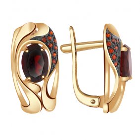 Золотые серьги Александра кл2164а-2ск-к с фианитом и гранатом кл2164а-2ск-к фото