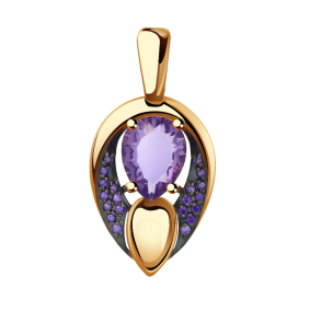 Золотая подвеска Александра кл2167б-3ск-си с фианитом и аметистом кл2167б-3ск-си фото