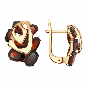 Золотые серьги Александра кл2175а-2ск с гранатом кл2175а-2ск фото