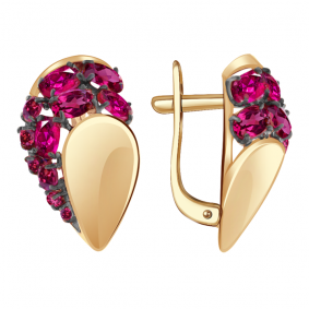 Золотые серьги Александра кл2180а-30ск-р с фианитом и рубиновым корундом кл2180а-30ск-р фото