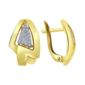 Серьги из лимонного золота Александра кл2185асл с фианитом кл2185асл фото