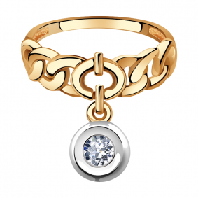 Золотое кольцо Александра с подвижным фианитом Swarovski кл2186-62сбк кл2186-62сбк фото