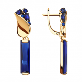 Золотые серьги Александра кл2189а-27ск-с с фианитом и сапфировым корундом кл2189а-27ск-с фото