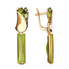 Золотые серьги Александра кл2189а-48ск с султанитом кл2189а-48ск фото