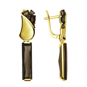 Серьги из лимонного золота Александра кл2189а-4сл-кр с фианитом и раухтопазом кл2189а-4сл-кр фото