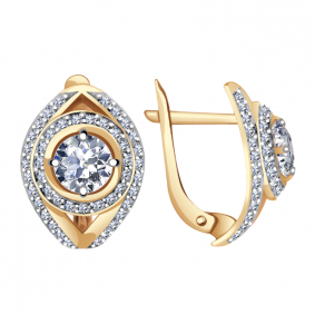 Золотые серьги Александра кл2194а-62ск с Swarovski кл2194а-62ск фото
