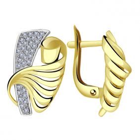 Серьги из лимонного золота Александра кл2203асл с фианитом кл2203асл фото