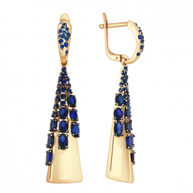 Золотые серьги Александра кл2204а-27ск-с с фианитом и гидротермальным сапфиром кл2204а-27ск-с фото