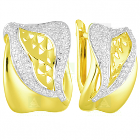 Серьги из лимонного золота Александра кл2210асл с фианитом кл2210асл фото