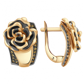 Золотые серьги Александра кл2216а-20ск-ш с фианитом кл2216а-20ск-ш фото