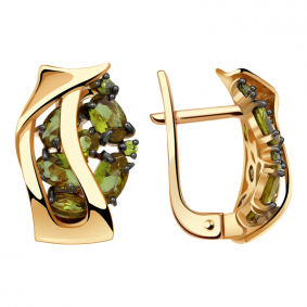 Золотые серьги Александра кл2220а-48ск-са с фианитом и султанитом кл2220а-48ск-са фото