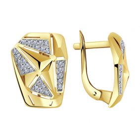 Серьги из лимонного золота Александра кл2228асл с фианитом кл2228асл фото