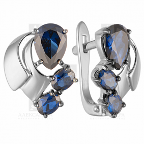 Серьги из белого золота Александра кл2235а-27сб с гидротермальным сапфиром кл2235а-27сб фото