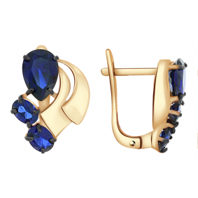 Золотые серьги Александра кл2235а-27ск с гидротермальным сапфиром кл2235а-27ск фото