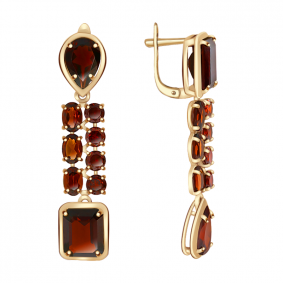 Золотые серьги Александра кл2237а-2ск с фианитом и гранатом кл2237а-2ск фото