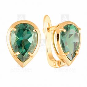 Золотые серьги Александра кл2238а-26ск с турмалином кл2238а-26ск фото