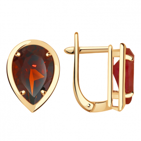 Золотые серьги Александра кл2238а-2ск с гранатом кл2238а-2ск фото