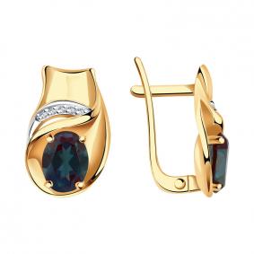 Золотые серьги Александра кл2247аск с бриллиантом и александритом кл2247аск фото