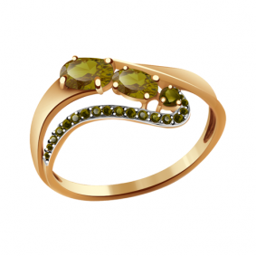 Золотое кольцо Александра кл2252-48ск-са с фианитом и султанитом кл2252-48ск-са фото