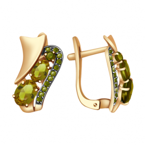 Золотые серьги Александра кл2252а-48ск-са с фианитом и султанитом кл2252а-48ск-са фото