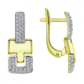 Серьги из лимонного золота Александра кл2259асл с фианитом кл2259асл фото