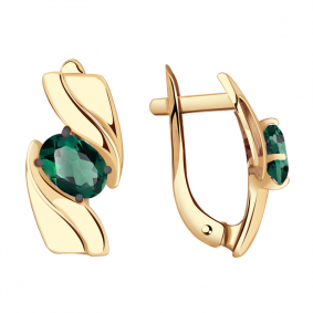 Золотые серьги Александра кл2264а-26ск с турмалином кл2264а-26ск фото