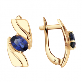 Золотые серьги Александра кл2264а-27ск с гидротермальным сапфиром кл2264а-27ск фото