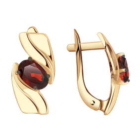 Золотые серьги Александра кл2264а-2ск с гранатом кл2264а-2ск фото