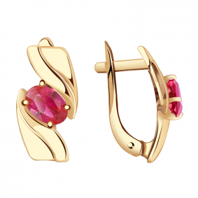 Золотые серьги Александра кл2264а-30ск с рубиновым корундом кл2264а-30ск фото