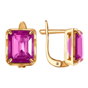 Золотые серьги Александра кл2265а-30ск с рубиновым корундом кл2265а-30ск фото